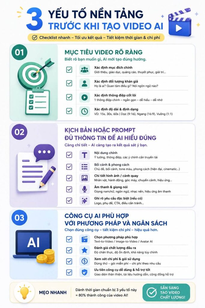 Chuẩn Bị 3 Yếu Tố Nền Tảng Trước Khi Tạo Video Bằng AI