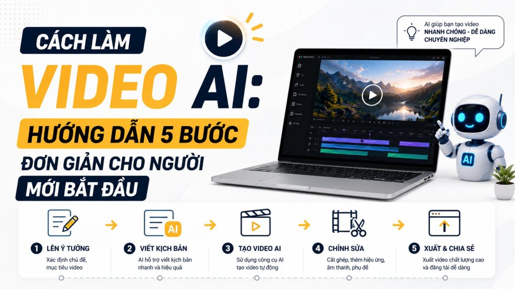 Cách Làm Video AI: Hướng Dẫn 5 Bước Đơn Giản Cho Người Mới Bắt Đầu [2026]