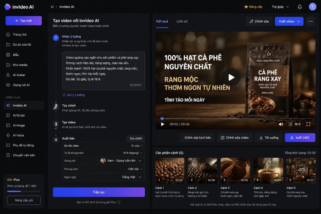 InVideo AI — Chuyển Văn Bản Thành Video Trong Vài Phút