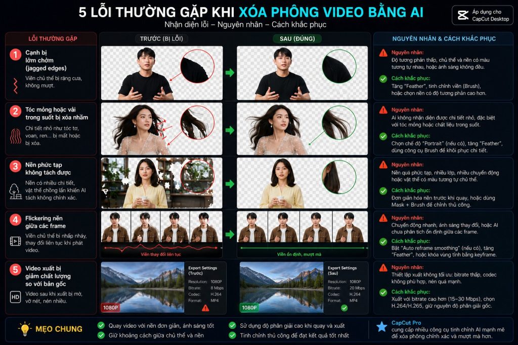 IMG Comparison — lỗi vs đã khắc phục cho mỗi trong 5 lỗi phổ biến