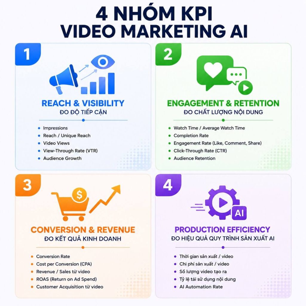 bảng 4 nhóm KPI video marketing AI