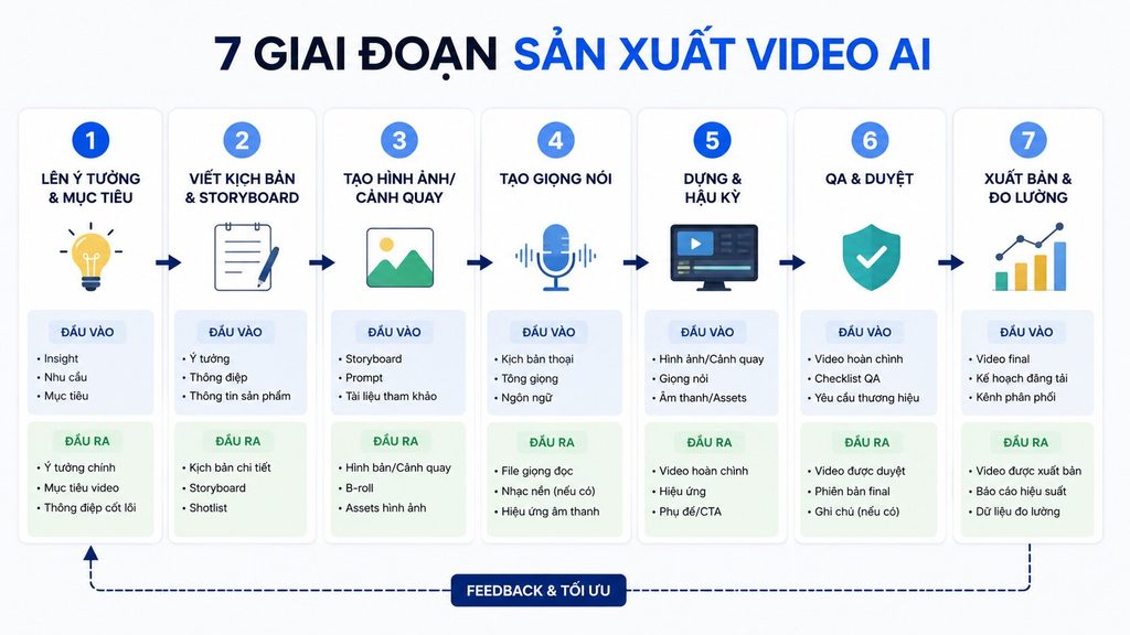 7 giai đoạn sản xuất video AI