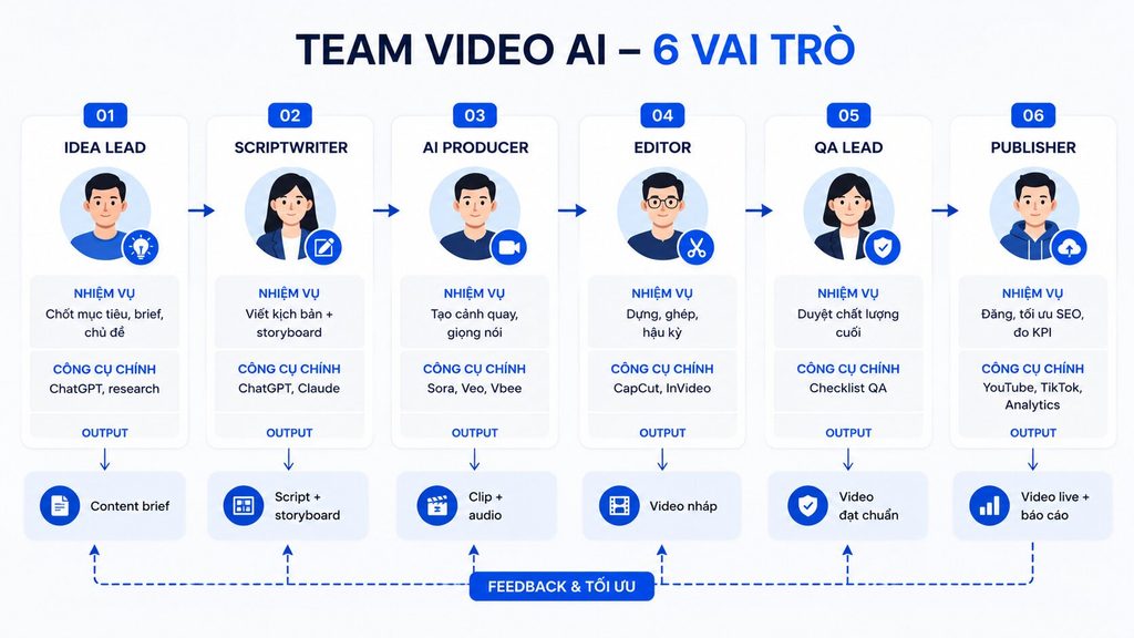 Phân chia vai trò & SOP cho team sản xuất video AI
