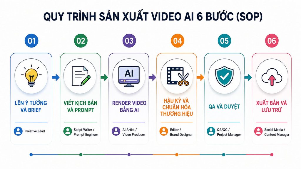 Quy trình sản xuất video AI 6 bước chuẩn SOP